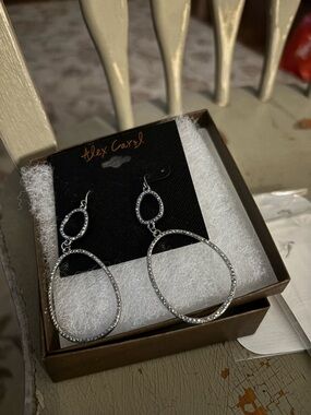 Alex Carol Silver Crystal Double Hoop Earrings